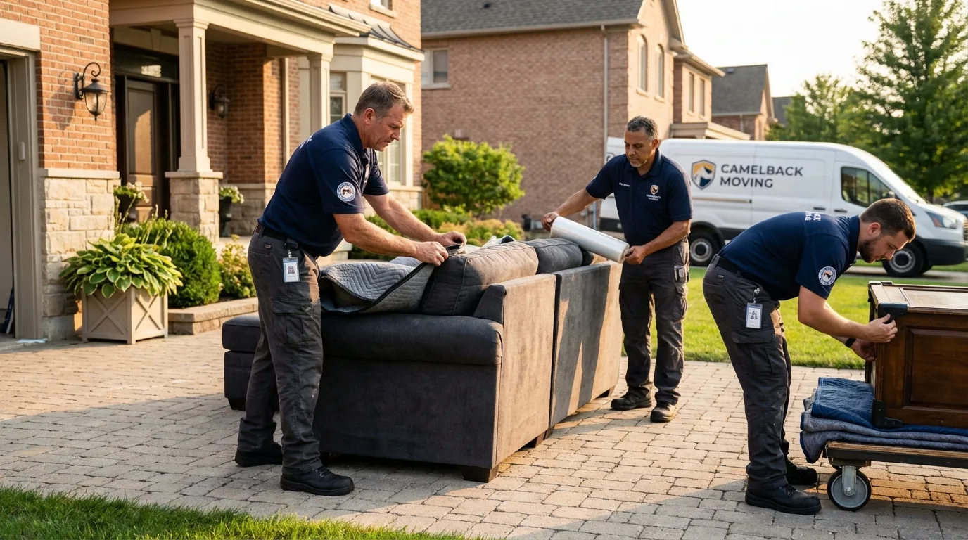 Large estate moving crew wrapping furniture in Chesterton, IN