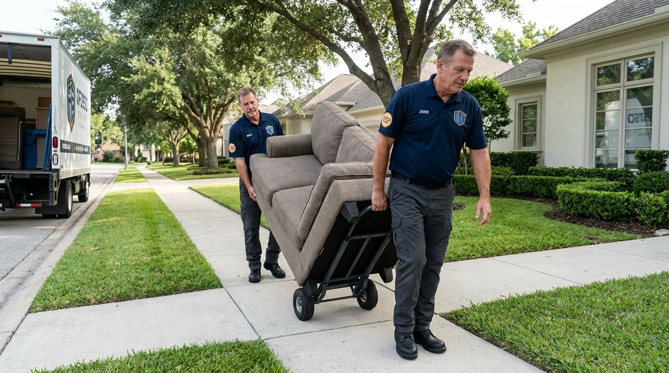 Local residential moving crew loading furniture in Chesterton, IN